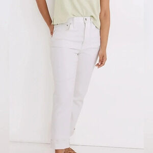 Madewell The High-Rise Slim Boyjean in Tile White Size 25T NWT $128